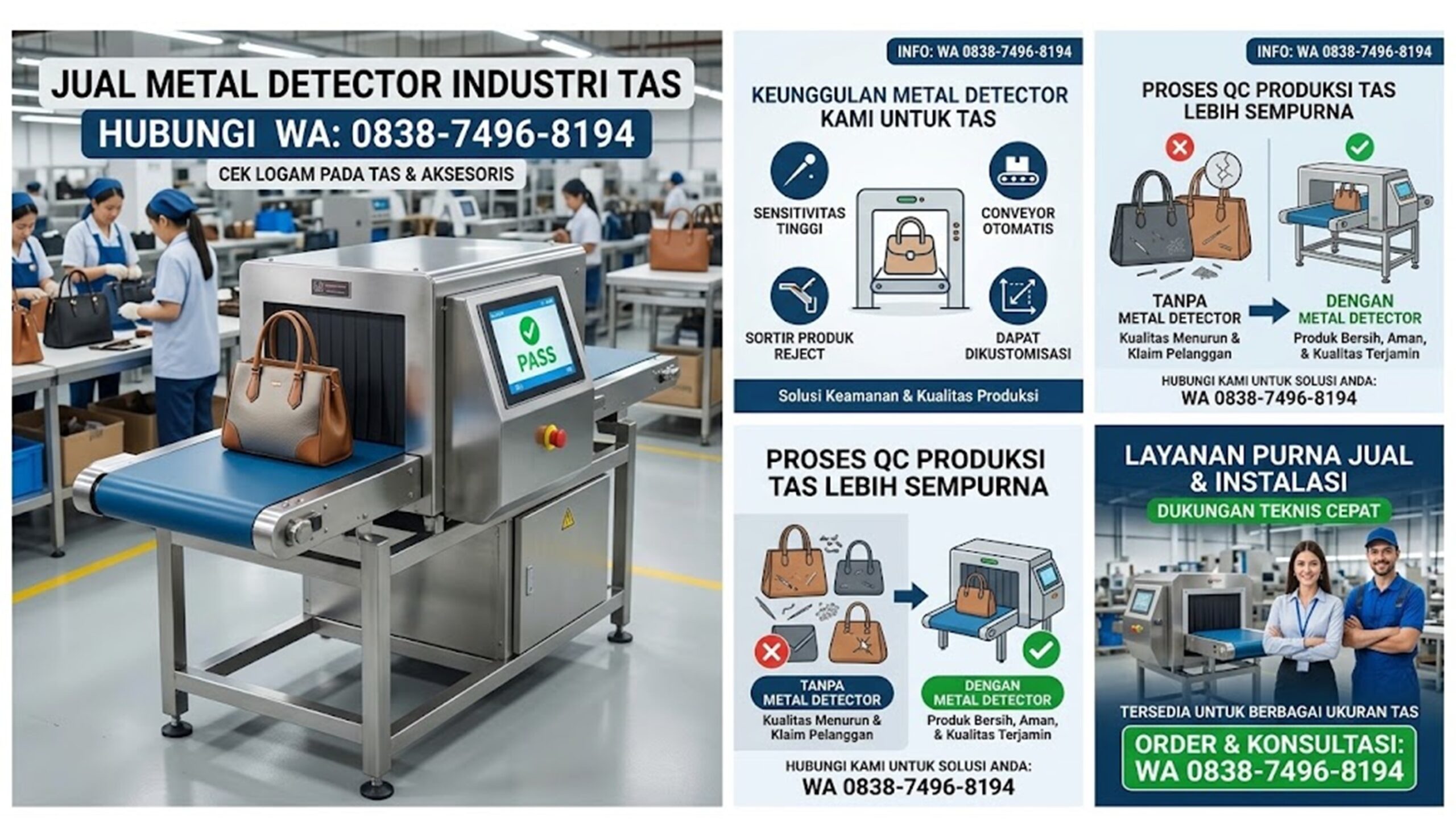 Conveyor Metal Detector untuk Industri Tas